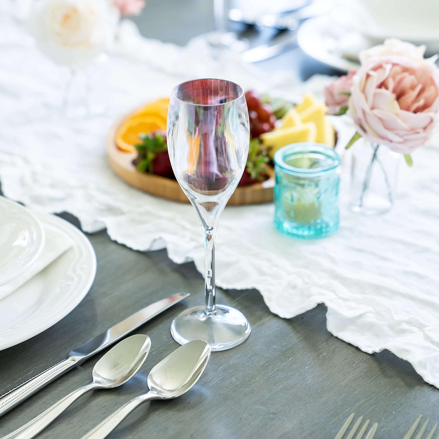 imageKLOVEO Plastic Champagne Flutes  Set of 6  Made in Italy  Insanely Durable and Versatile Plastic Champagne Glasses  Reusable Dishwasher Safe Mimosa Glasses White Wine  5 oz ClearClear