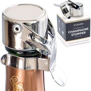 imageChampagne Stoppers by Kloveo  Patented Seal  Made in Italy  Professional Grade WAF Champagne Bottle Stopper  Prosecco Cava and Sparkling Wine Stopper  Chrome 2PackChrome